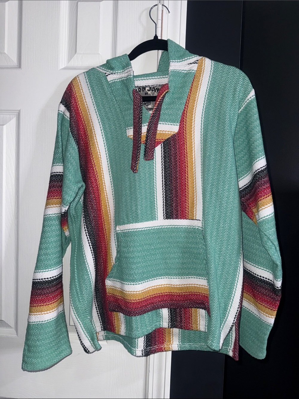 Ron Jon Mint Green Baja Hoodie with Multicolor Stripes
